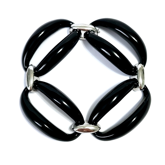Silver & Black Ceramic Bracelet 8" - Picture 3 of 10